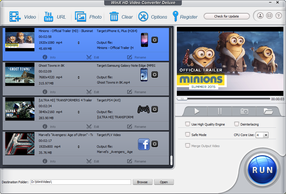WinX HD Video Converter Deluxe – 高清视频转换软件[Mac、PC][$44.95→0]丨反斗限免
