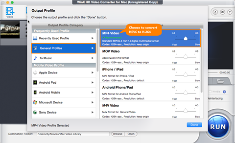 Decode HEVC to H.264 or other formats