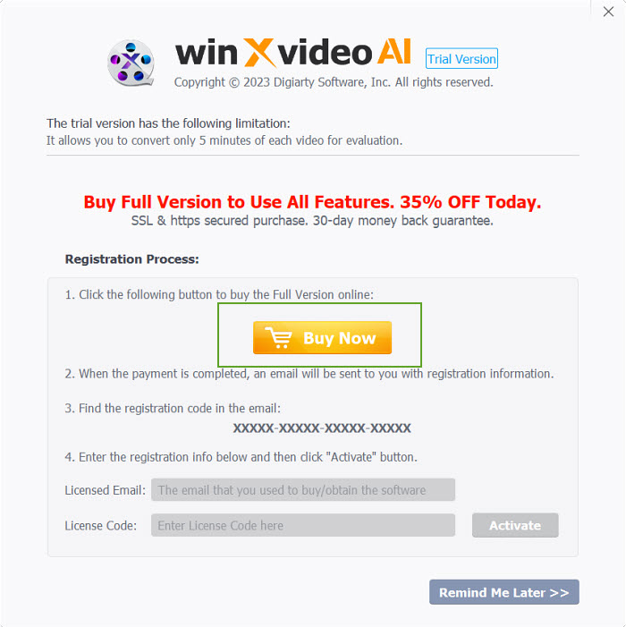 Buy Full Version of Winxvideo AI