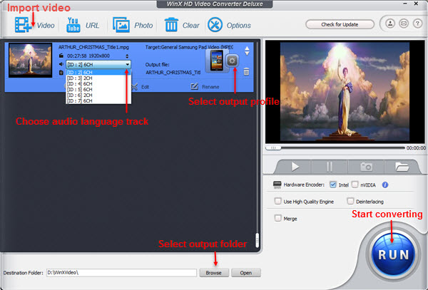 WinX HD Video Converter Deluxe - convert M2TS video
