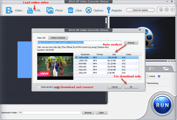 WinX HD Video Converter Deluxe - download convert YouTube video