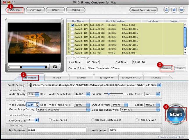 WinX iPhone Converter for Mac