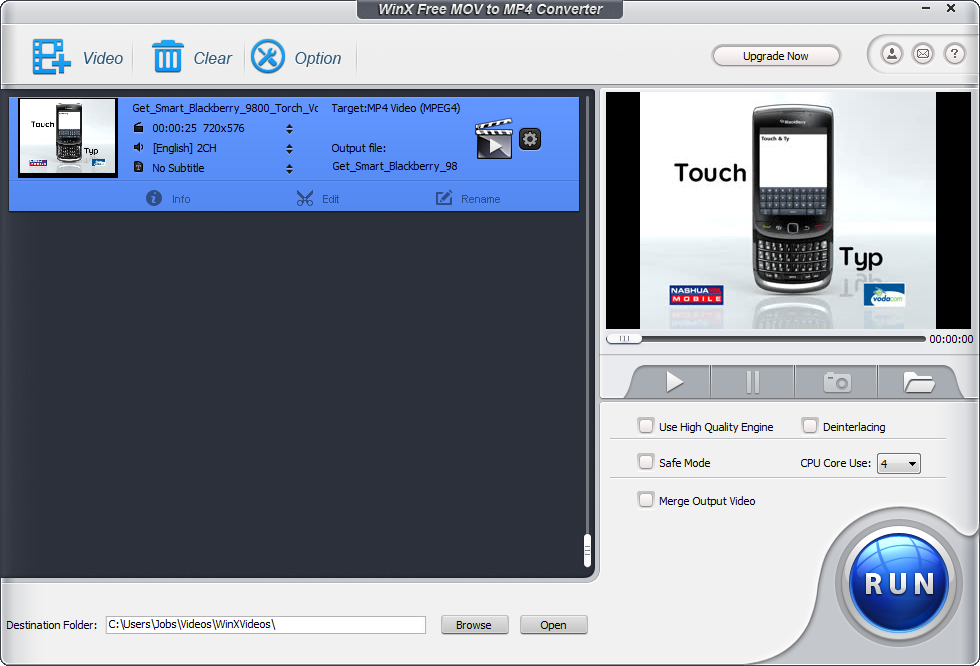 Windows 10 WinX Free MOV to MP4 Converter Free Convert MOV to MP4