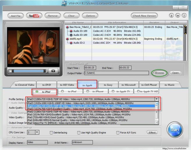 Free Convert MPEG Video File to iPad 3