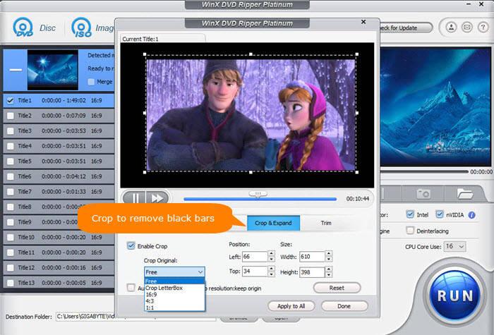 Crop DVD with WinX DVD Ripper Platinum