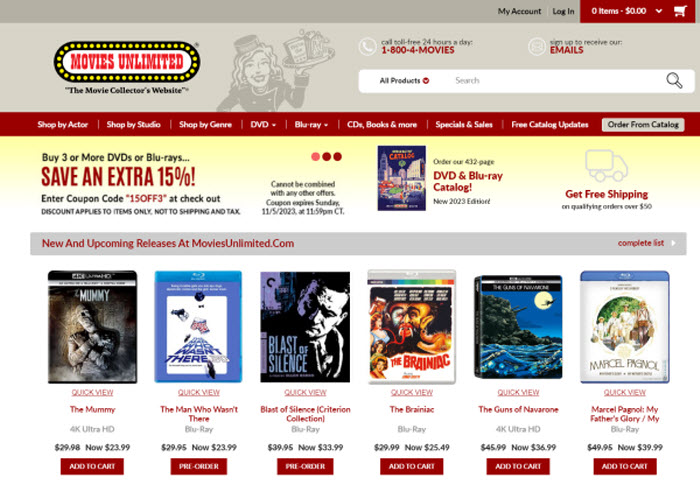 buy cheap DVDs online from Movies Unilimited