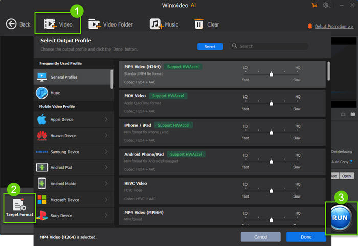 quickly preset output video quality