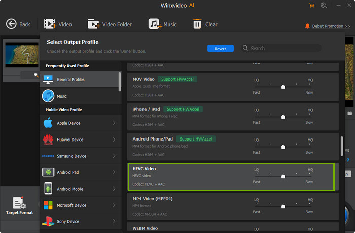 choose output format