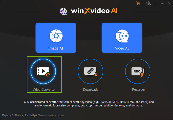Open 4K converter - Winxvideo AI
