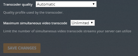 Plex transcoder quality and max simultaneous transcodes settings