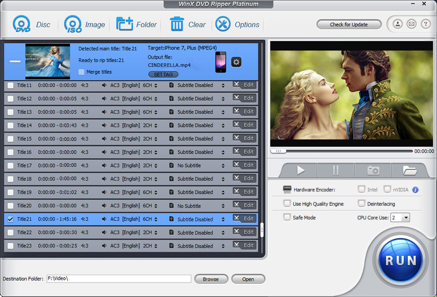 WinX DVD Ripper Platinum screenshot WinX DVD Ripper Platinum screenshot