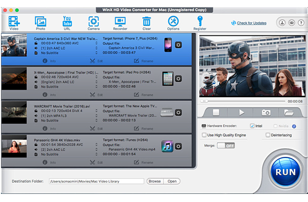 WinX HD Video Converter for Mac
