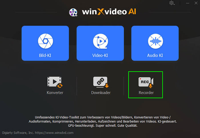 Winxvideo AI Recorder starten