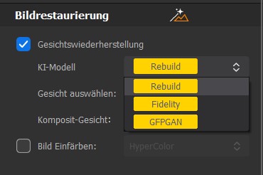 Gesicht mit 3 Modi wiederherstellen