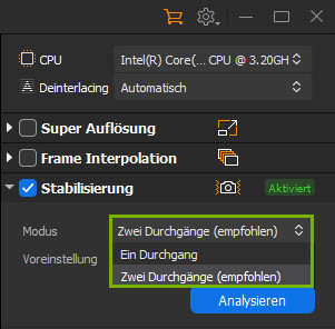 stabilisierung - modus