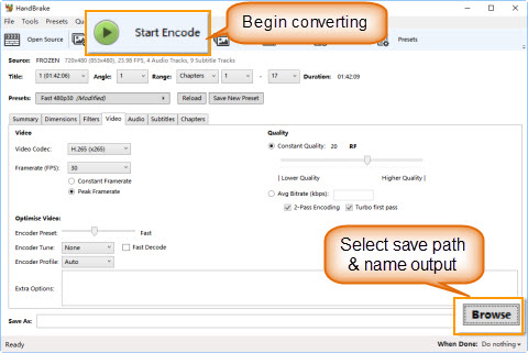 free convert dvd to mp4 hevc - step 3, 4