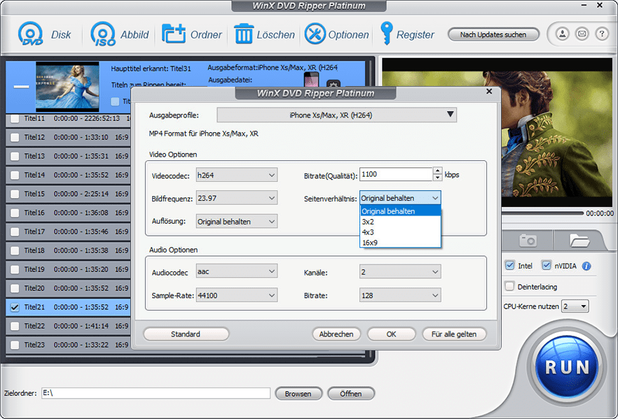 DVD-Parameter ändern