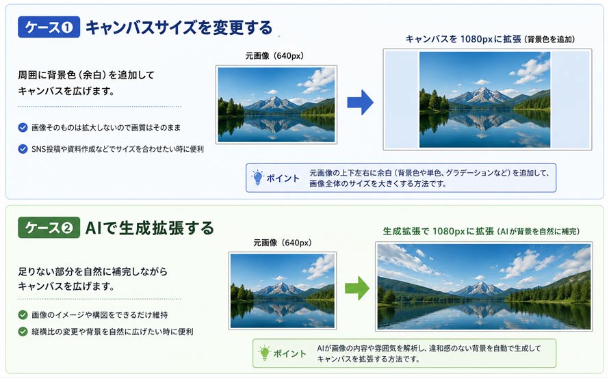 �摜�T�C�Y��傫��������@�F�摜�ɗ]��������vs �w�i�g��