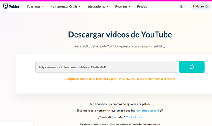 Como descargar un video de YouTube Publer