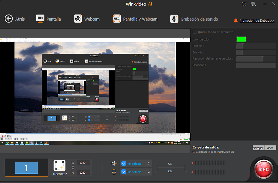 grabar pantalla con Winxvideo AI