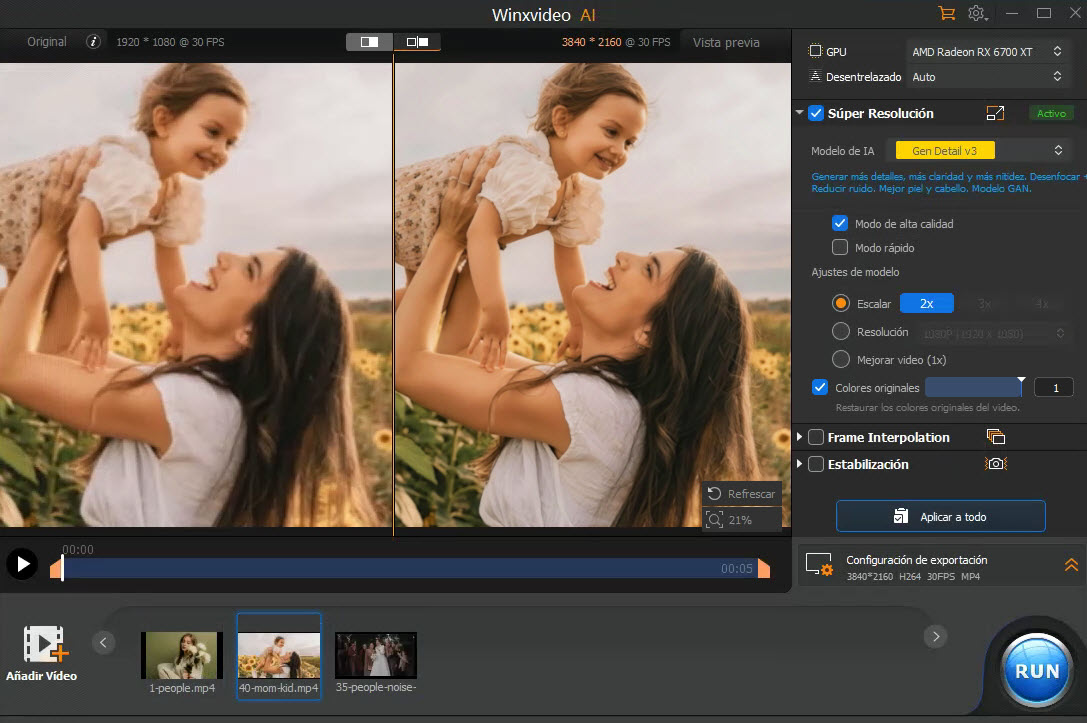 restore color to original video
