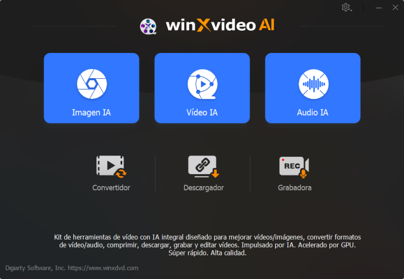 Interfaz Winxvideo AI