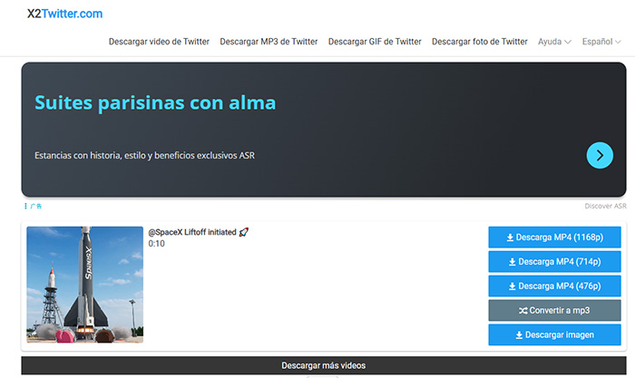 descargar video de Twitter online con X2Twitter