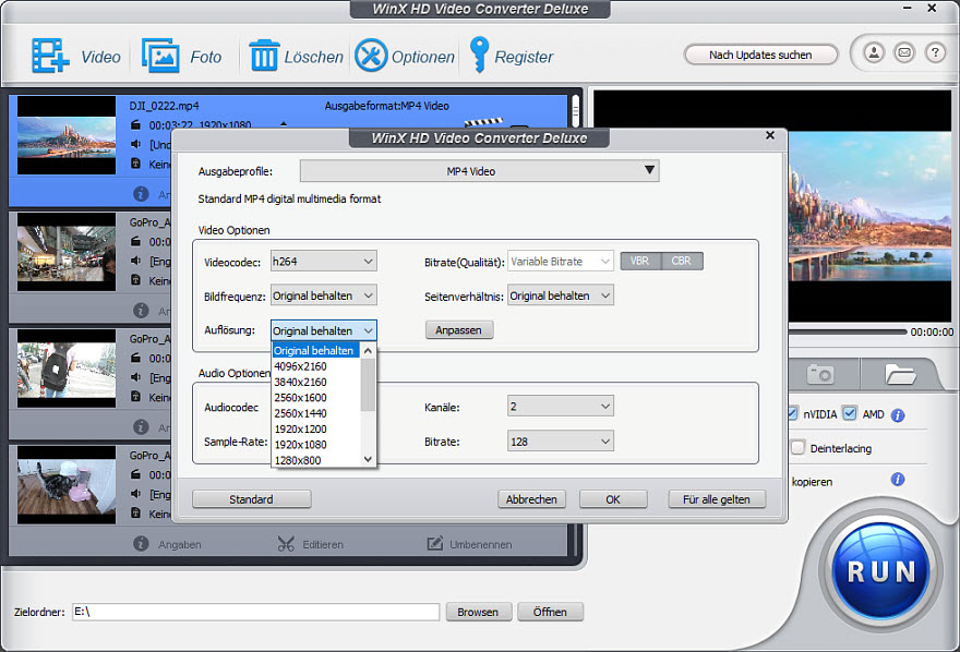 Adjust video resolution