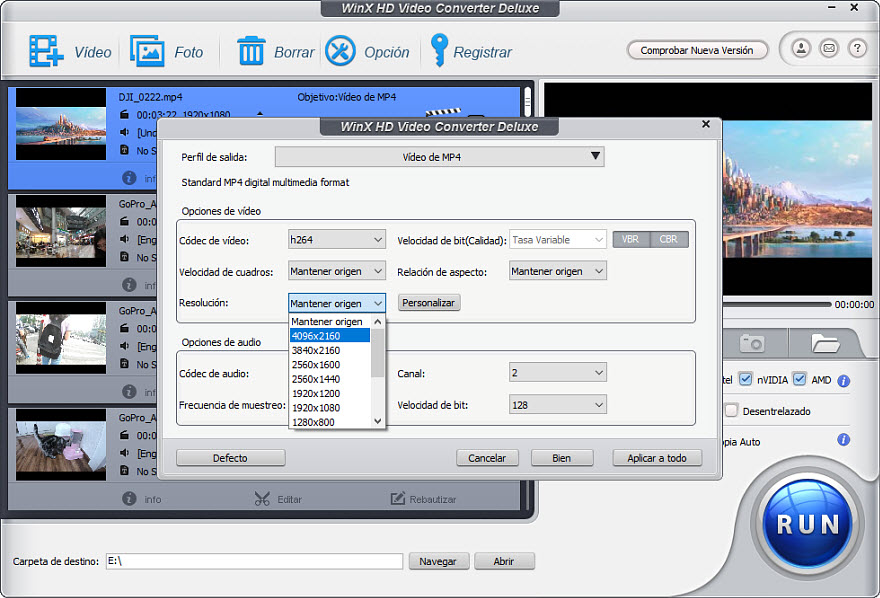 Adjust video resolution