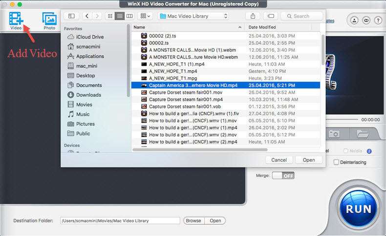 WinX HD Video Converter for Mac