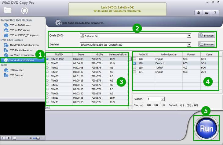 Nur Audio extrahieren - WinX DVD Copy Pro