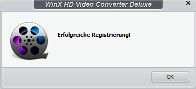 WinX HD Video Converter Deluxe erfolgreiche Registrierung