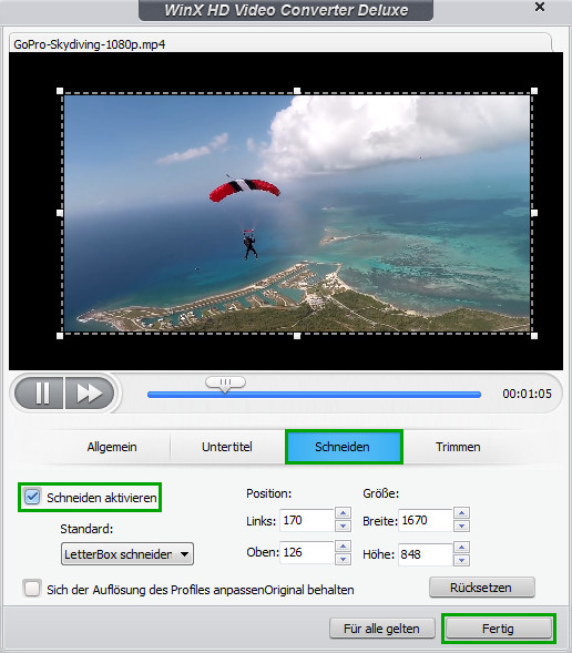 Video schneiden - WinX HD Video Converter Deluxe