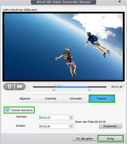 Video trimmen - WinX HD Video Converter Deluxe