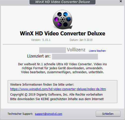 Informationen zum WinX HD Video Converter Deluxe