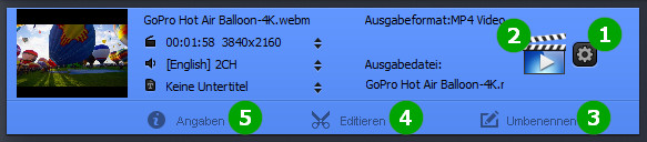 Ausgabeeinstellungen - WinX HD Video Converter Deluxe