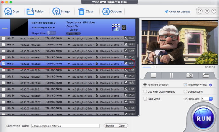 Choose DVD title, audio, and subtitle track