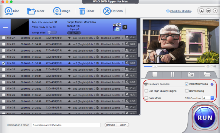Begin ripping copy-protected DVD on Mac