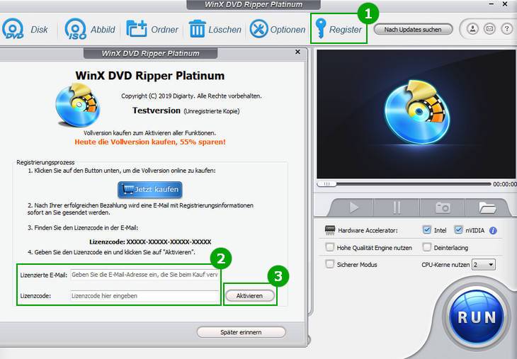 WinX DVD Ripper Platinum registrieren