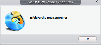 WinX DVD Ripper Platinum erfolgreiche Registrierung
