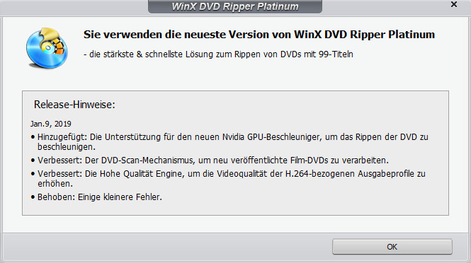 Die neueste Version von WinX DVD Ripper Platinum