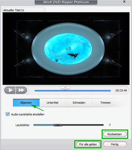 Lautstärke anpassen - WinX DVD Ripper Platinum