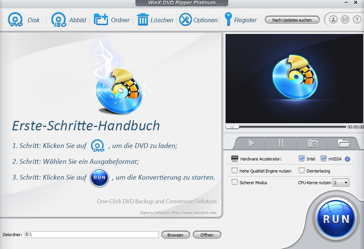 WinX DVD Ripper Platinum Hauptschnittstelle