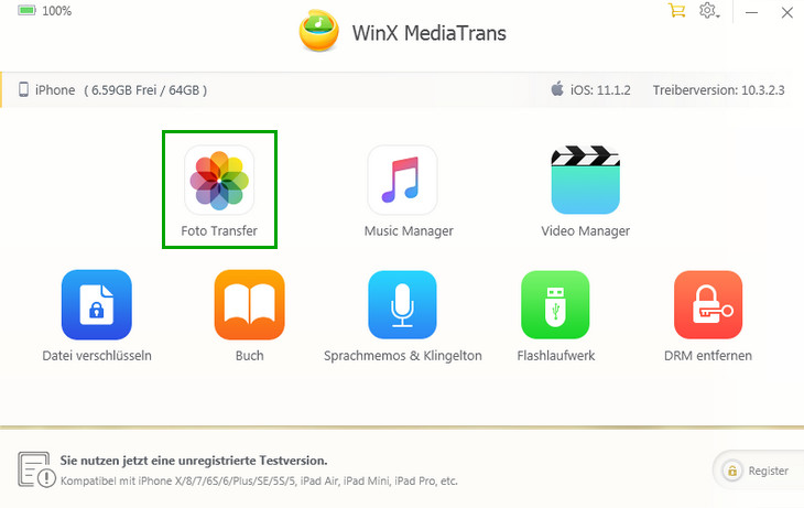 Fotos vom iPhone/iPad auf PC exportieren - WinX MediaTrans