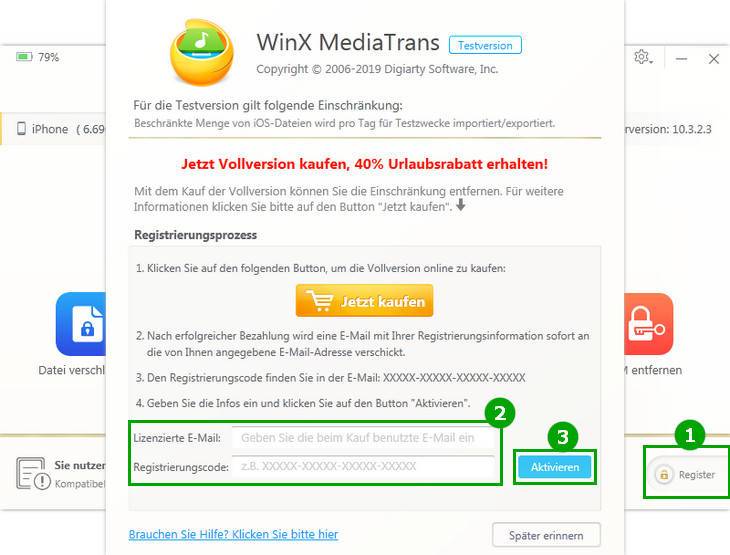 WinX MediaTrans registrieren