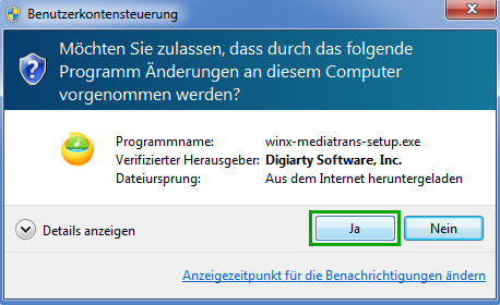 WinX MediaTrans installieren - Schritt 2