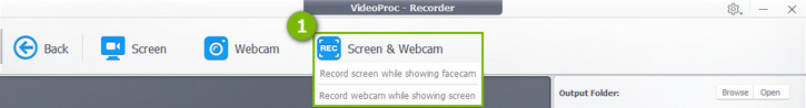 choose Screen & Webcam recording mode
