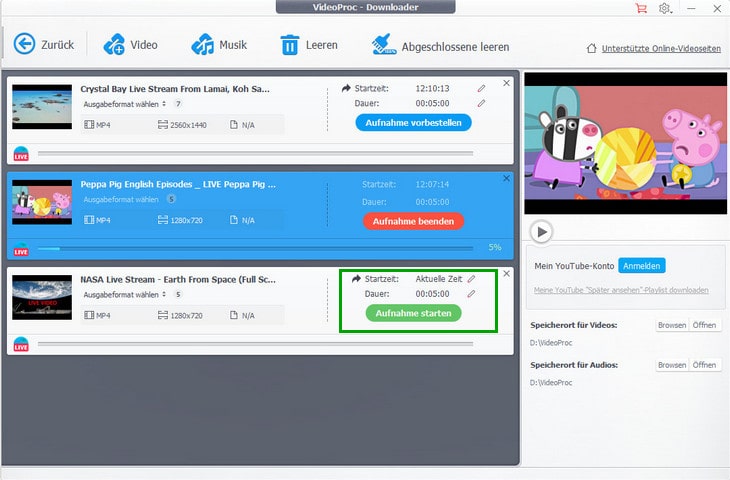 Live-Videos downloaden - VideoProc