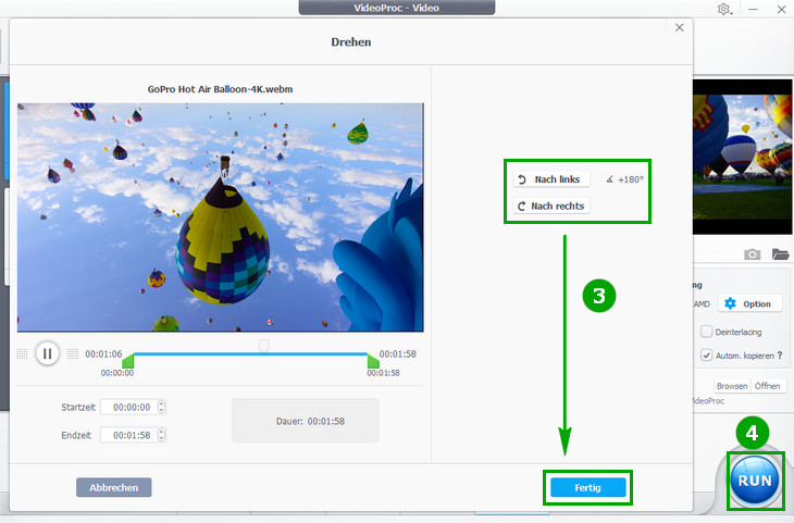 Video drehen & spiegeln 4 - VideoProc