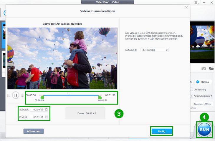 Videos zusammenfügen 3 - VideoProc